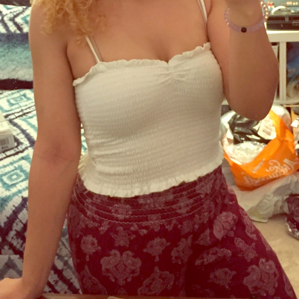 Smocked sleeveless crop top